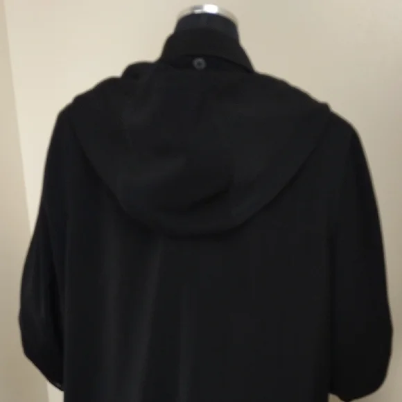 Anne Klein Black Maxi Hooded Coat Removable Hood Size 10 - Picture 4 of 11